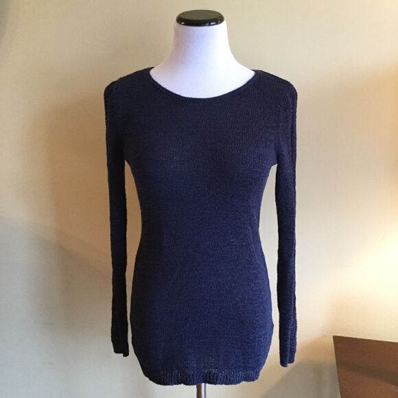 Rachel Zoe Navy Blue LS Knit Top Sweater - Picture 1 of 7